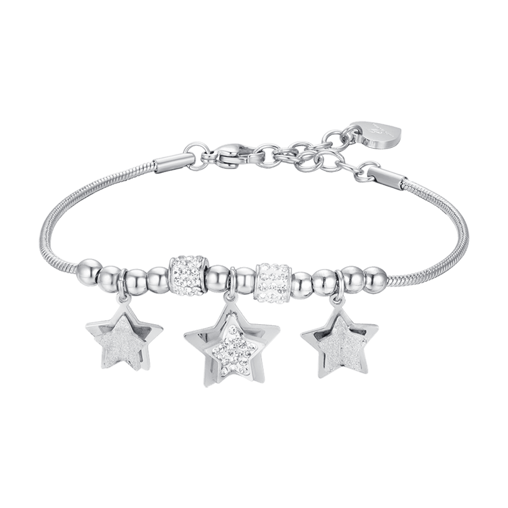 BRAZALETE ESTRELLA DE ACERO PARA MUJER CON CRISTALES BLANCOS