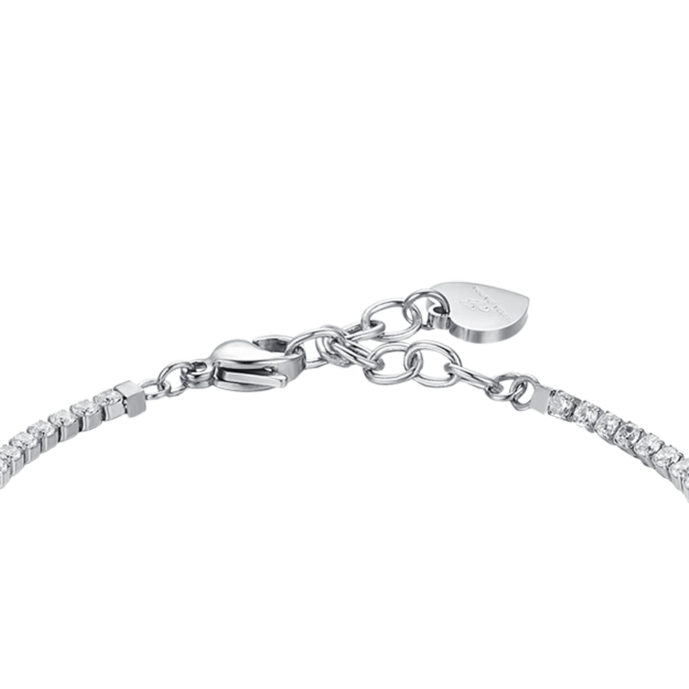 PULSERA DE TENIS DE ACERO PARA MUJER CON CRISTALES BLANCOS Y MARIPOSAS
