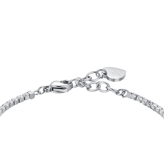PULSERA DE TENIS DE ACERO PARA MUJER CON CRISTALES BLANCOS Y MARIPOSAS