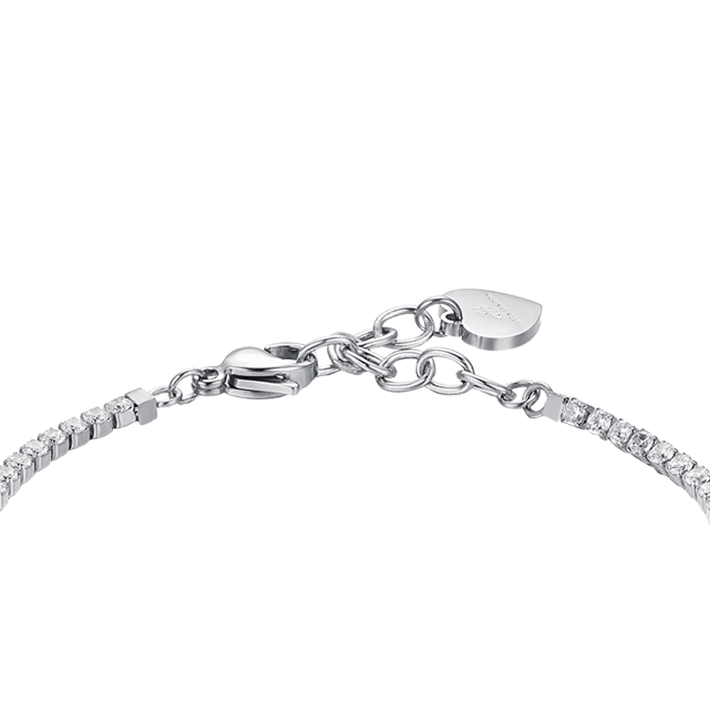 PULSERA DE TENIS DE ACERO PARA MUJER CON CRISTALES BLANCOS Y ESTRELLAS