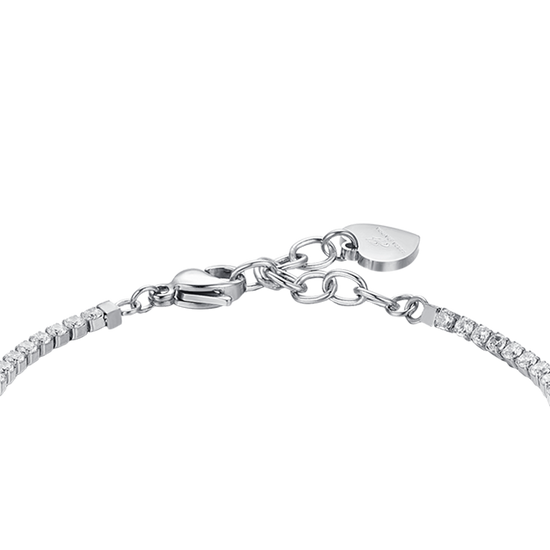 PULSERA DE TENIS DE ACERO PARA MUJER CON CRISTALES BLANCOS Y ESTRELLAS