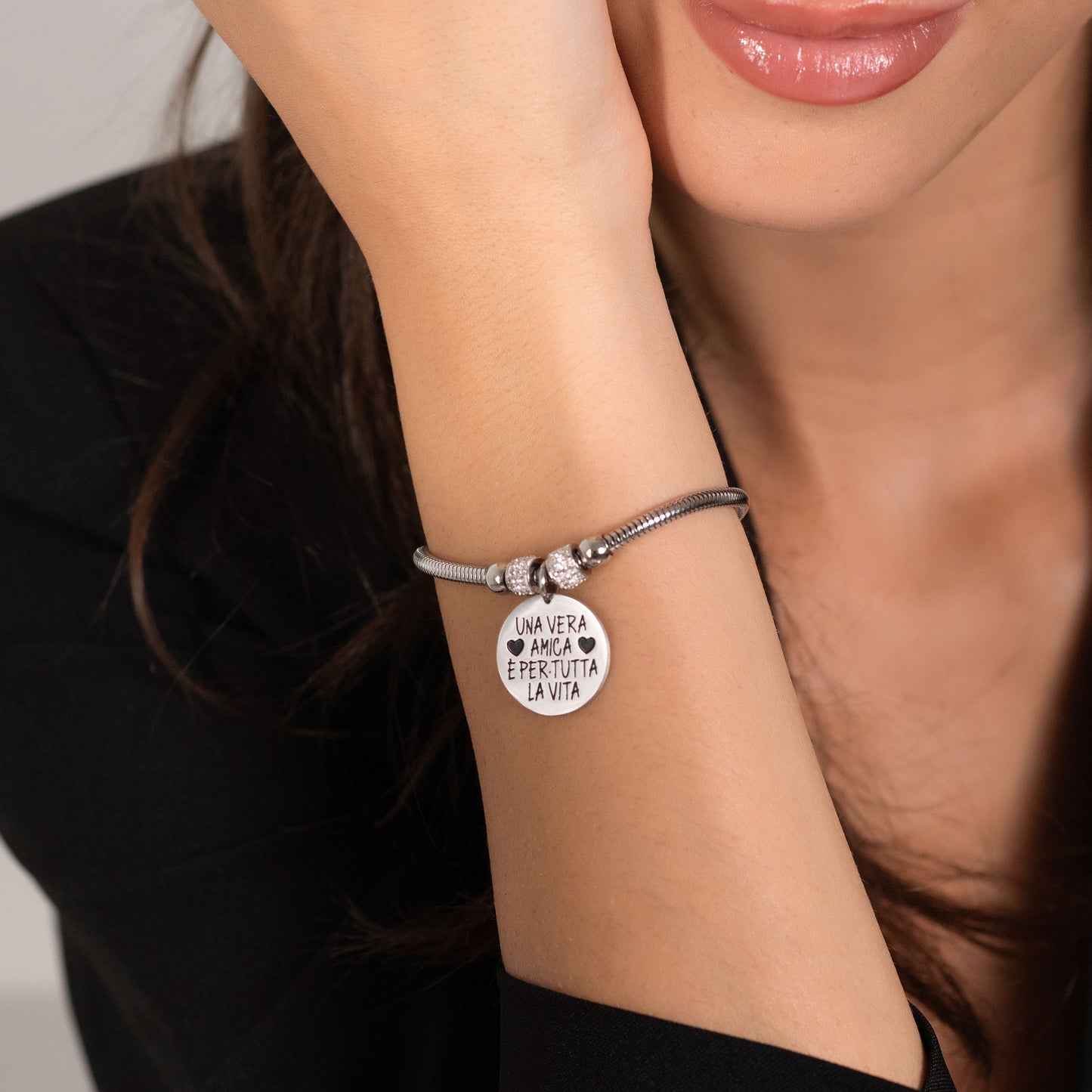 PULSERA DE ACERO PARA MUJER UN VERDADERO AMIGO ES PARA TODA LA VIDA