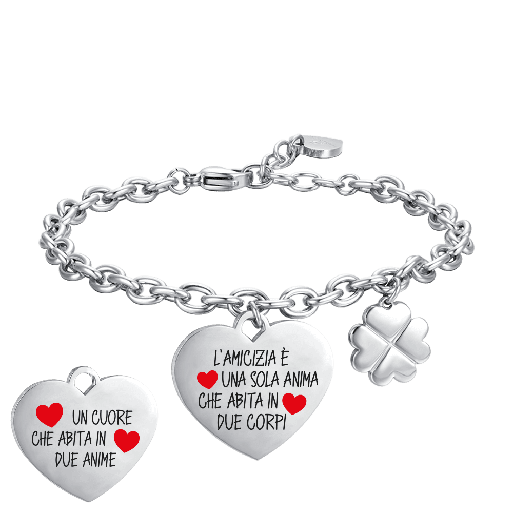 PULSERA DE ACERO PARA MUJER LA AMISTAD ES UN ALMA QUE HABITA DOS CUERPOS