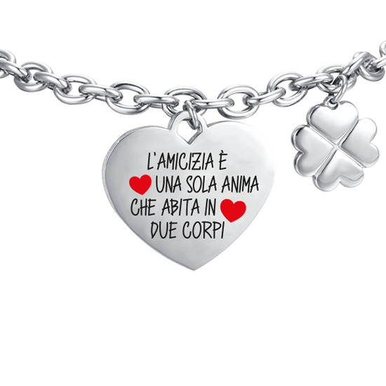 PULSERA DE ACERO PARA MUJER LA AMISTAD ES UN ALMA QUE HABITA DOS CUERPOS