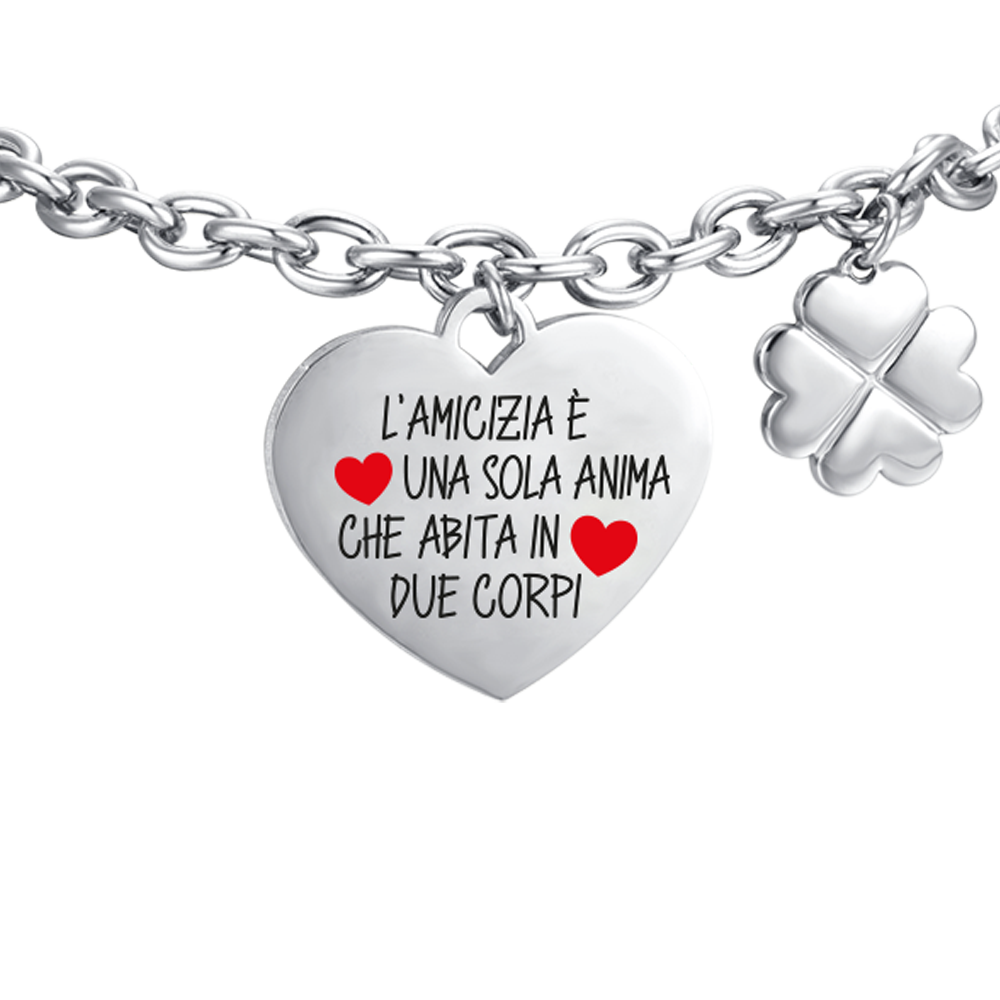 PULSERA DE ACERO PARA MUJER LA AMISTAD ES UN ALMA QUE HABITA DOS CUERPOS