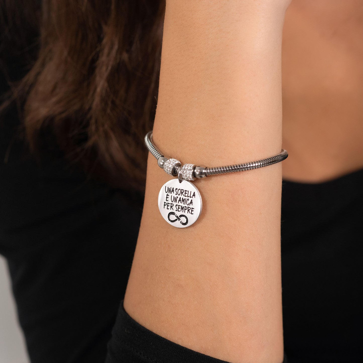 PULSERA DE ACERO PARA MUJER UNA HERMANA ES UNA AMIGA PARA SIEMPRE