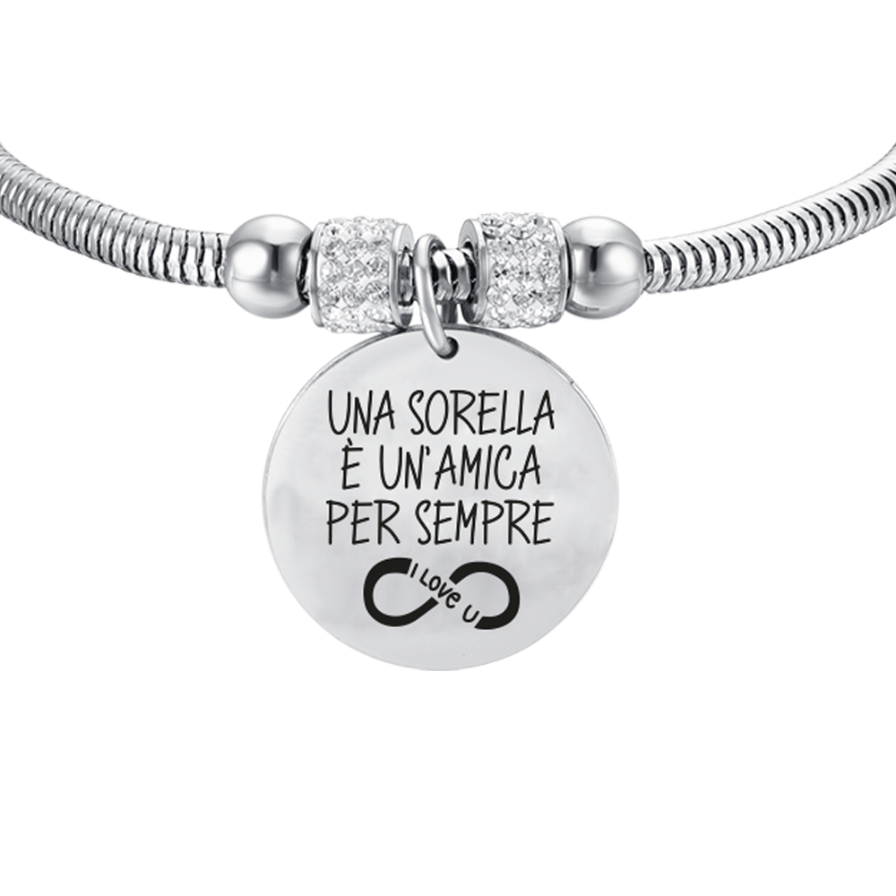 PULSERA DE ACERO PARA MUJER UNA HERMANA ES UNA AMIGA PARA SIEMPRE