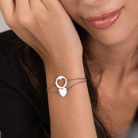 PULSERAS DE ACERO PARA MUJER CON CORAZONES