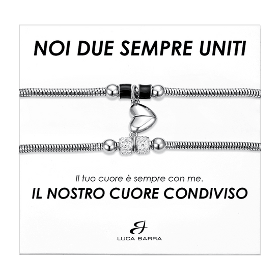 PULSERAS DE PAREJA DE ACERO CON MEDIO CORAZÓN IMANTADO