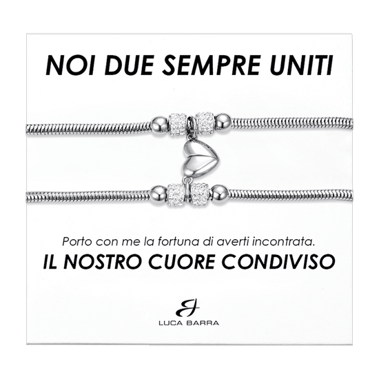 BRACCIALI DONNA IN ACCIAIO CON MEZZO CUORE CALAMITATO Luca Barra