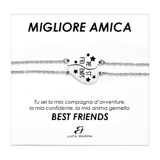 PULSERAS ACERO MEDIO CORAZON MEJORES AMIGOS