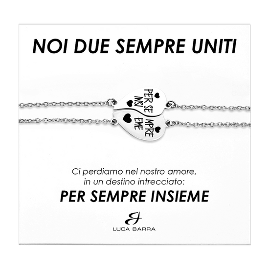 PULSERAS ACERO MEDIO CORAZON PAREJA FOREVER TOGETHER