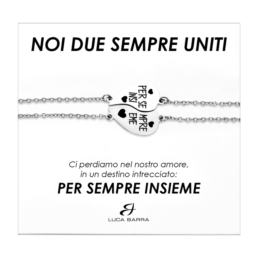 PULSERAS ACERO MEDIO CORAZON PAREJA FOREVER TOGETHER