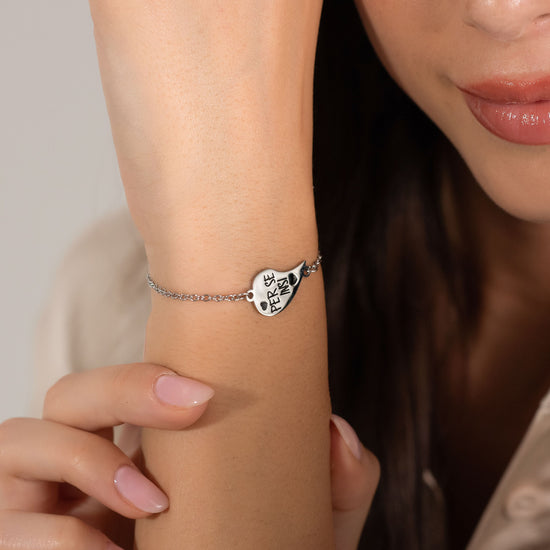 PULSERAS ACERO MEDIO CORAZON PAREJA FOREVER TOGETHER