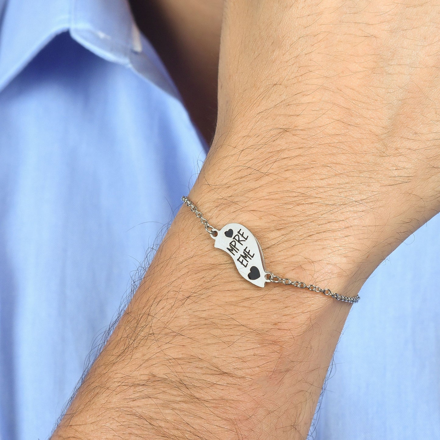 PULSERAS ACERO MEDIO CORAZON PAREJA FOREVER TOGETHER