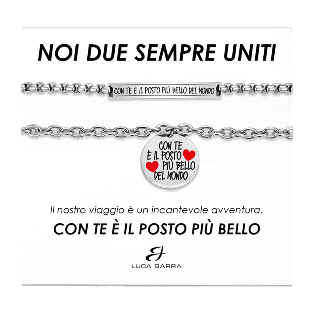 PULSERAS DE ACERO PAREJA CON USTED ES EL LUGAR MÁS HERMOSO