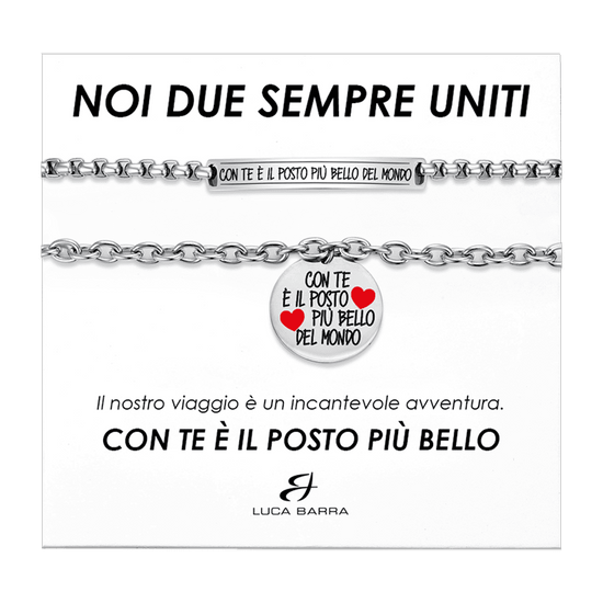 PULSERAS DE ACERO PAREJA CON USTED ES EL LUGAR MÁS HERMOSO