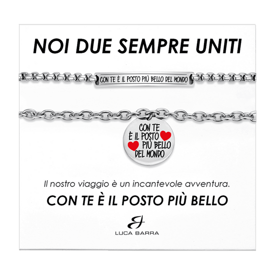 PULSERAS DE ACERO PAREJA CON USTED ES EL LUGAR MÁS HERMOSO