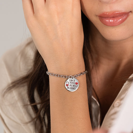 PULSERAS DE ACERO PAREJA CON USTED ES EL LUGAR MÁS HERMOSO