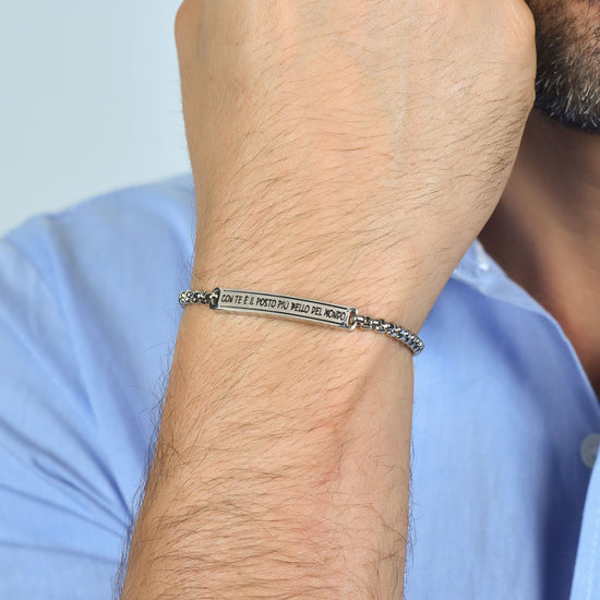 PULSERAS DE ACERO PAREJA CON USTED ES EL LUGAR MÁS HERMOSO