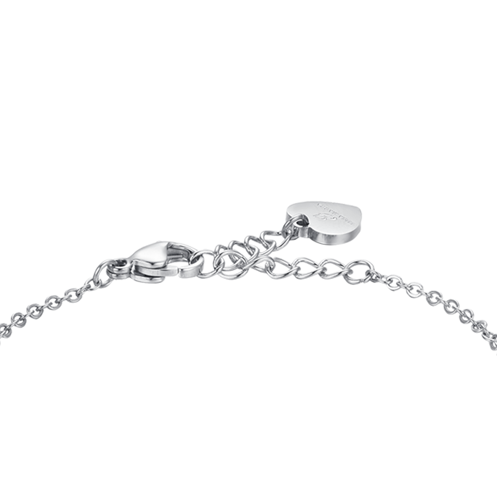 PULSERA DE ACERO PARA MUJER ELEMENTOS REDONDOS CON CRISTALES BLANCOS