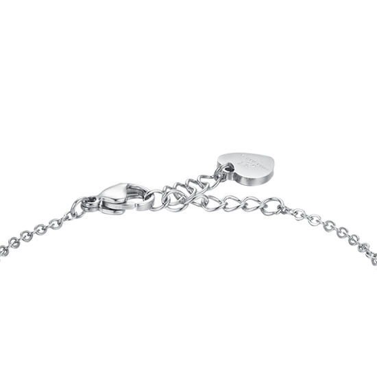 PULSERA DE ACERO PARA MUJER ELEMENTOS REDONDOS CON CRISTALES BLANCOS