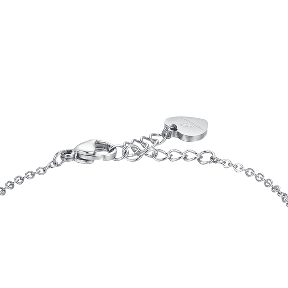 PULSERA CRUZ DE ACERO PARA MUJER CON CRISTALES BLANCOS