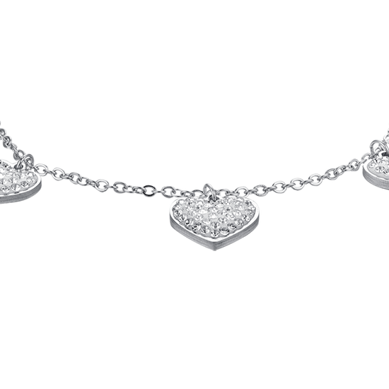 PULSERA DE MUJER CORAZÓN DE ACERO CON CRISTALES BLANCOS