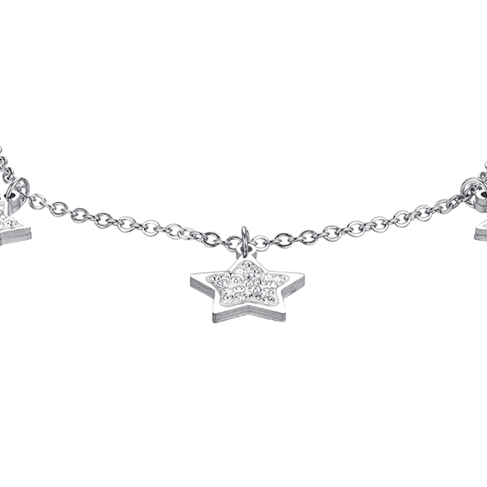 BRAZALETE ESTRELLA DE ACERO PARA MUJER CON CRISTALES BLANCOS