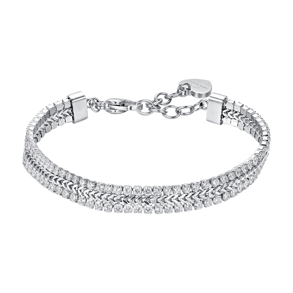PULSERA DE TENIS DE ACERO PARA MUJER CON CRISTALES BLANCOS