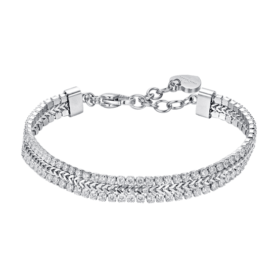 PULSERA DE TENIS DE ACERO PARA MUJER CON CRISTALES BLANCOS