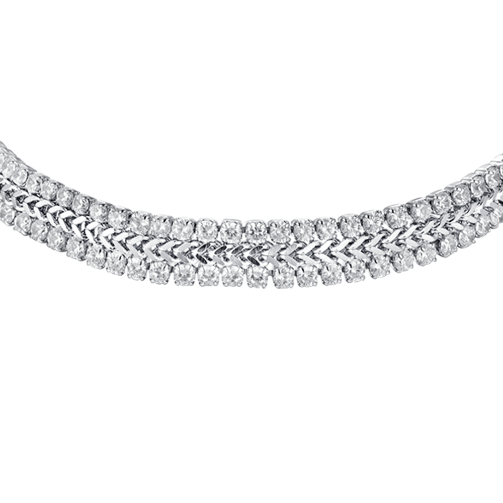 PULSERA DE TENIS DE ACERO PARA MUJER CON CRISTALES BLANCOS