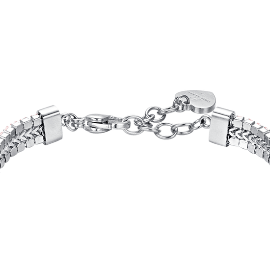 PULSERA DE TENIS DE ACERO PARA MUJER CON CRISTALES ROSAS