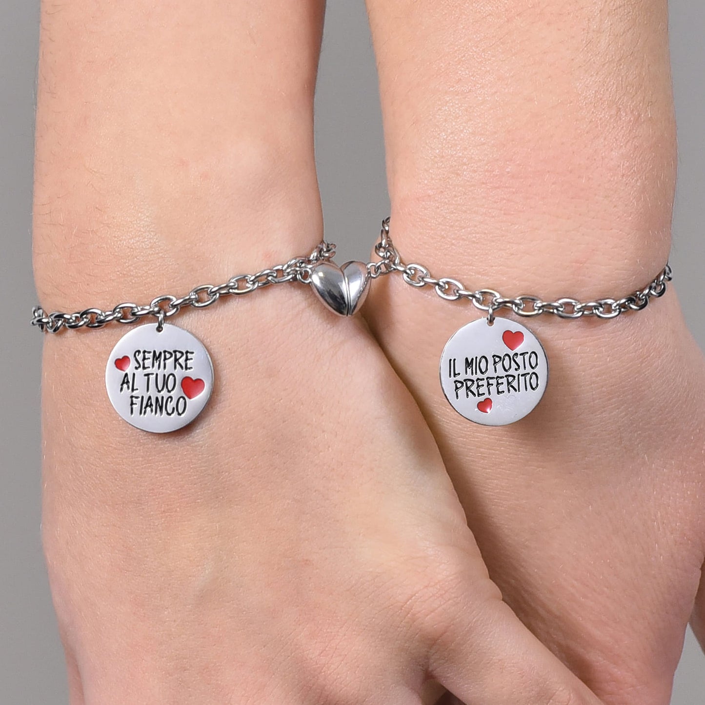PULSERA IMÁN CORAZÓN DE ACERO PARA MUJER
