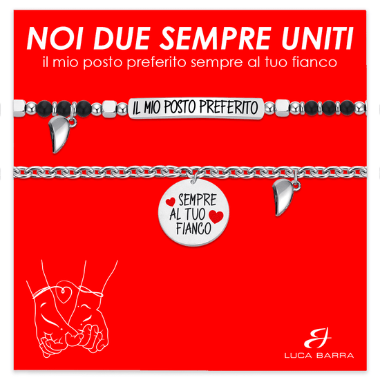 PULSERA DE PAREJA DE ACERO CON IMÁN DE CORAZÓN