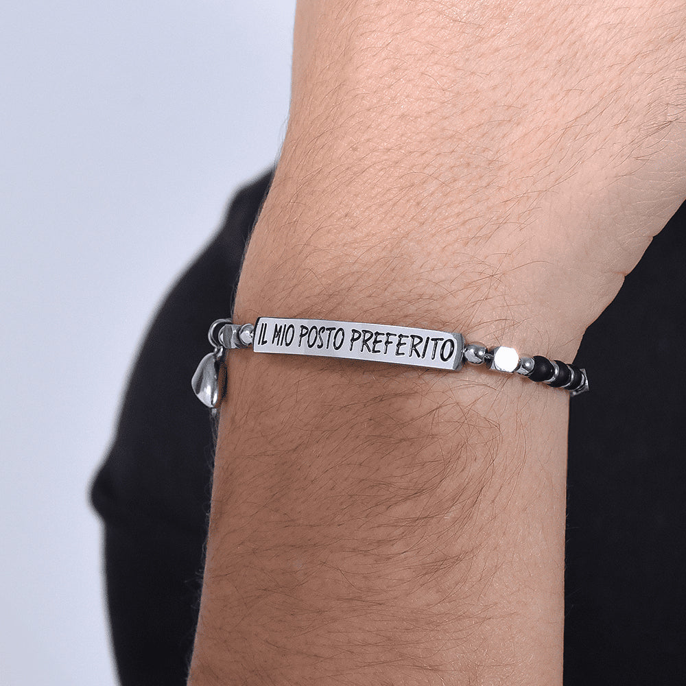 PULSERA DE PAREJA DE ACERO CON IMÁN DE CORAZÓN