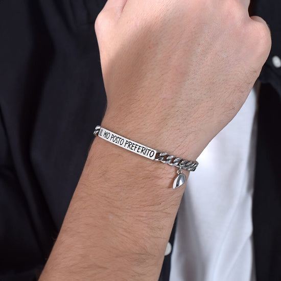 PULSERA DE ACERO PARA HOMBRE CON IMÁN DE CORAZÓN