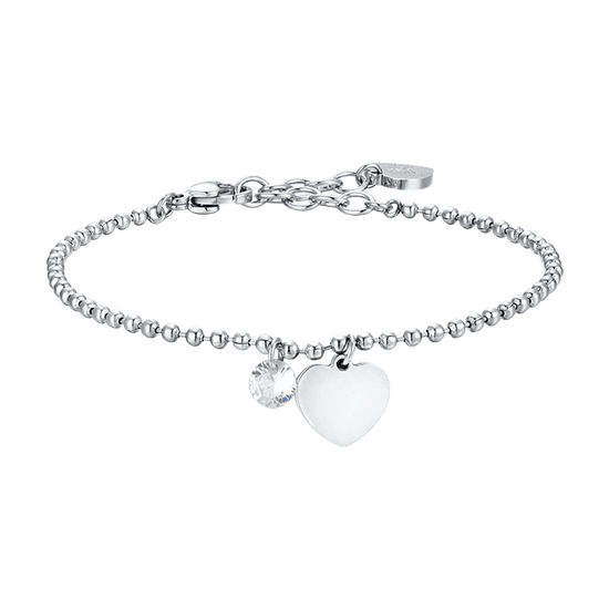 BRACCIALE DONNA IN ACCIAIO CON CUORE E ZIRCONE BIANCO Luca Barra