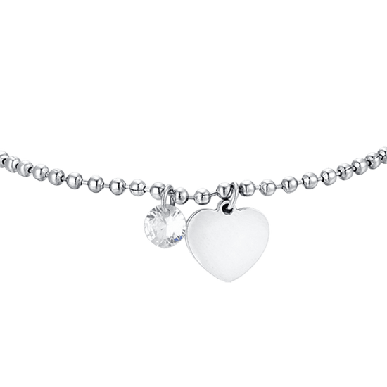 PULSERA DE ACERO PARA MUJER CON CORAZÓN Y CIRCONITA BLANCA