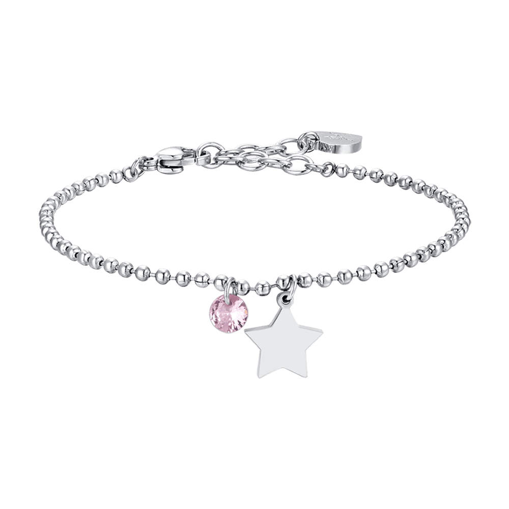 BRACCIALE DONNA IN ACCIAIO CON STELLA E ZIRCONE ROSA Luca Barra