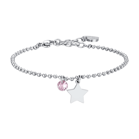 BRACCIALE DONNA IN ACCIAIO CON STELLA E ZIRCONE ROSA Luca Barra