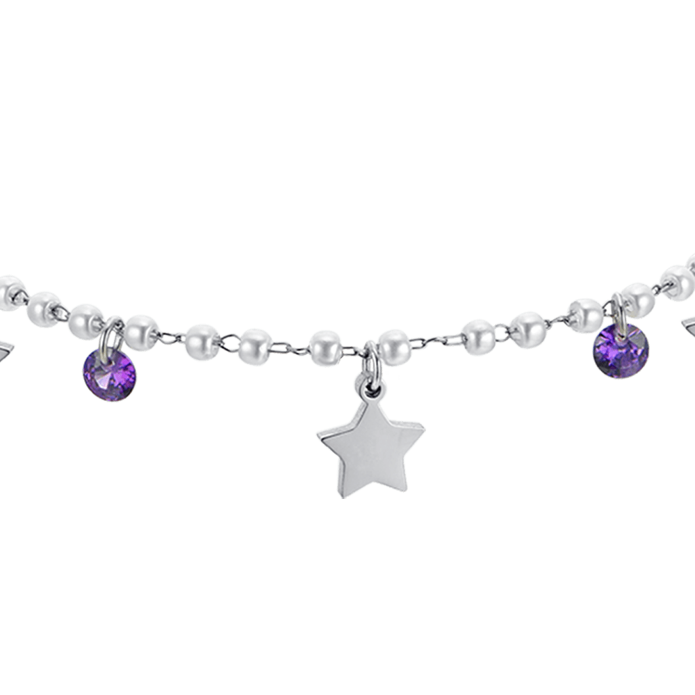 MUJER PULSERA DE PERLAS DE ACERO CON ESTRELLAS