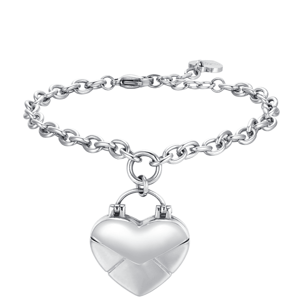 BRACCIALE DONNA IN ACCIAIO CON CUORE LETTERA Luca Barra