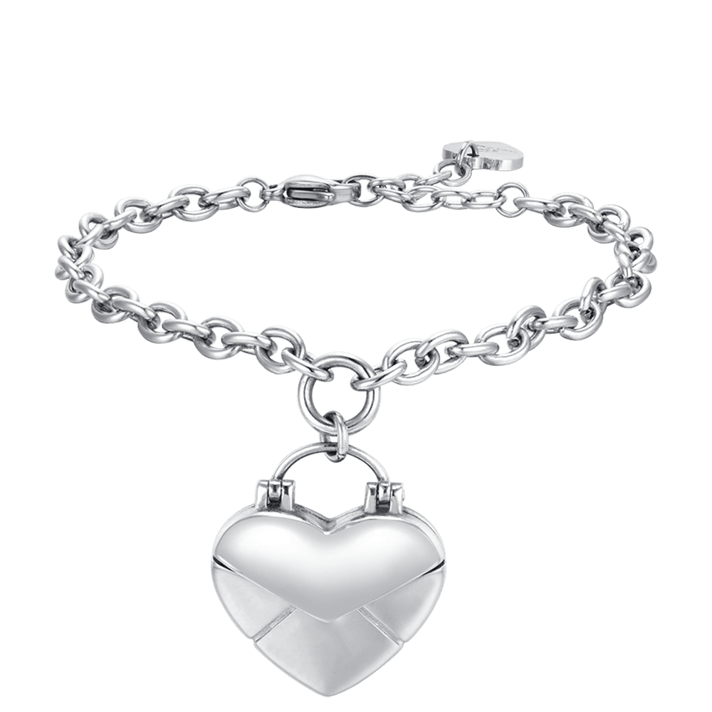 PULSERA DE ACERO CON LETRA DE CORAZÓN PARA MUJER