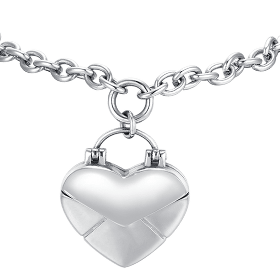 PULSERA DE ACERO CON LETRA DE CORAZÓN PARA MUJER