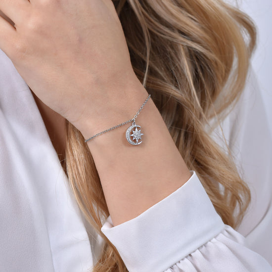 BRAZALETE ESTRELLA Y LUNA DE ACERO PARA MUJER
