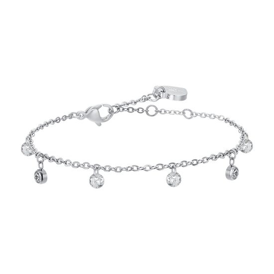 BRAZALETE DE ACERO CRISTAL BLANCO PARA MUJER