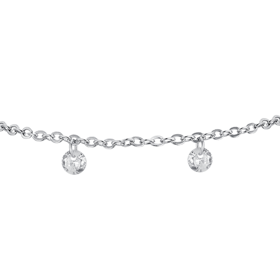 BRAZALETE DE ACERO CRISTAL BLANCO PARA MUJER