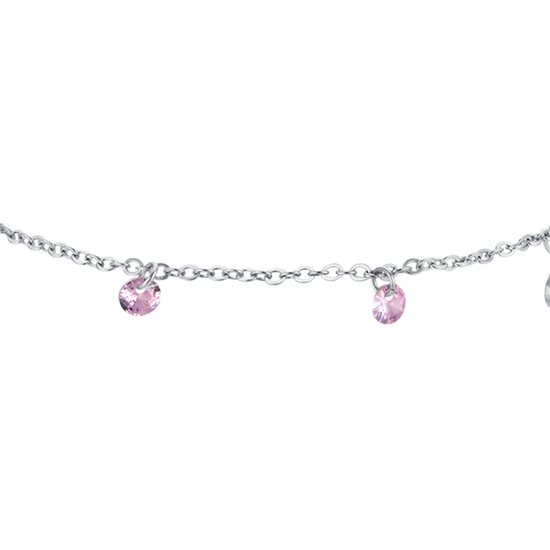 PULSERA DE ACERO CRISTAL ROSA PARA MUJER