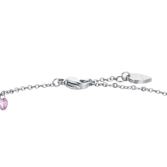 PULSERA DE ACERO CRISTAL ROSA PARA MUJER